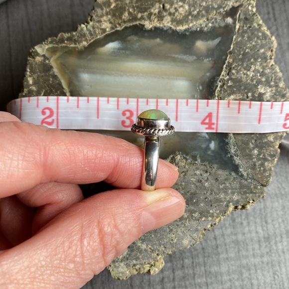 Genuine Ethiopian Opal Gemstone Ring, 925 Sterling Silver - Picture 12 of 16